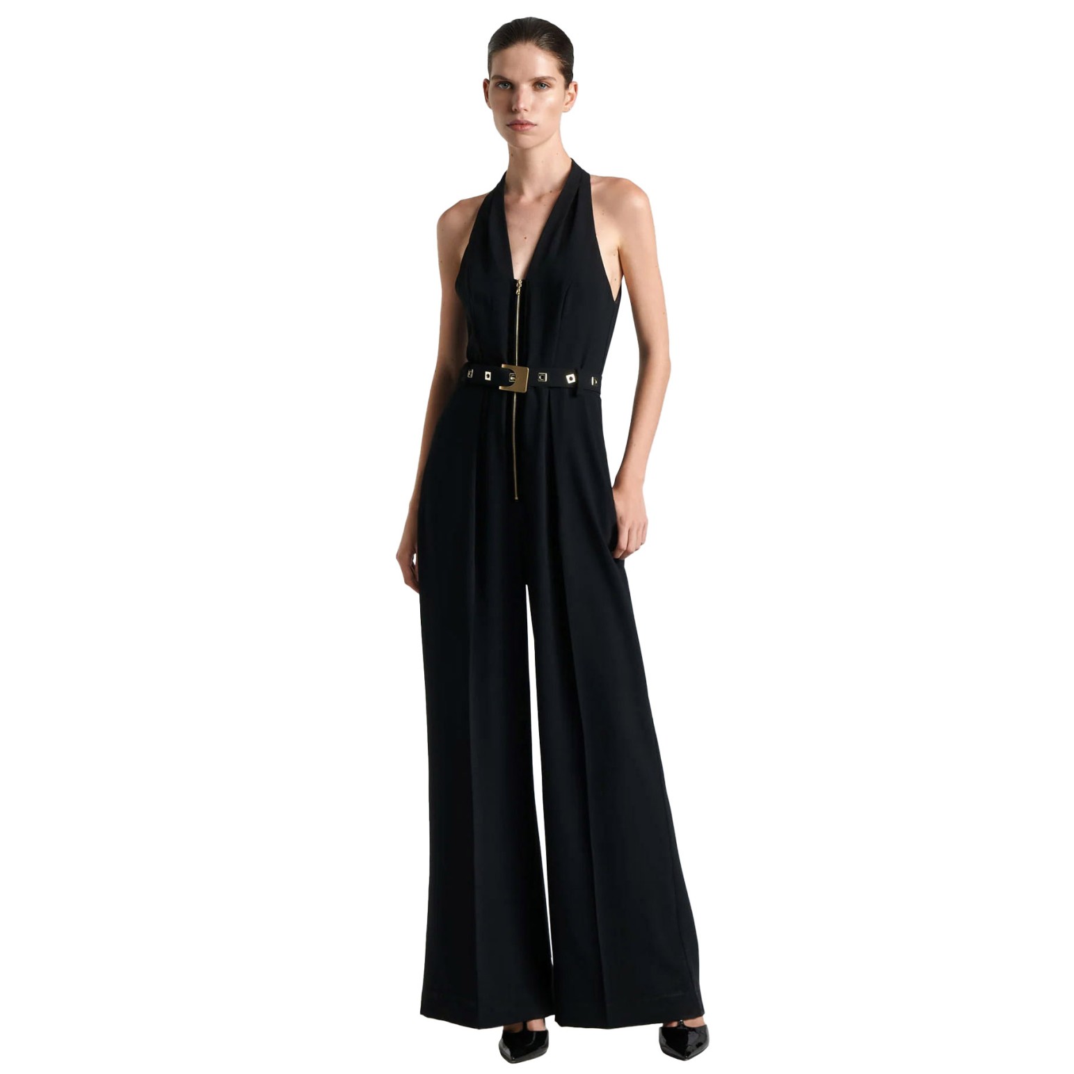 Cue Square Buckle Halter Jumpsuit